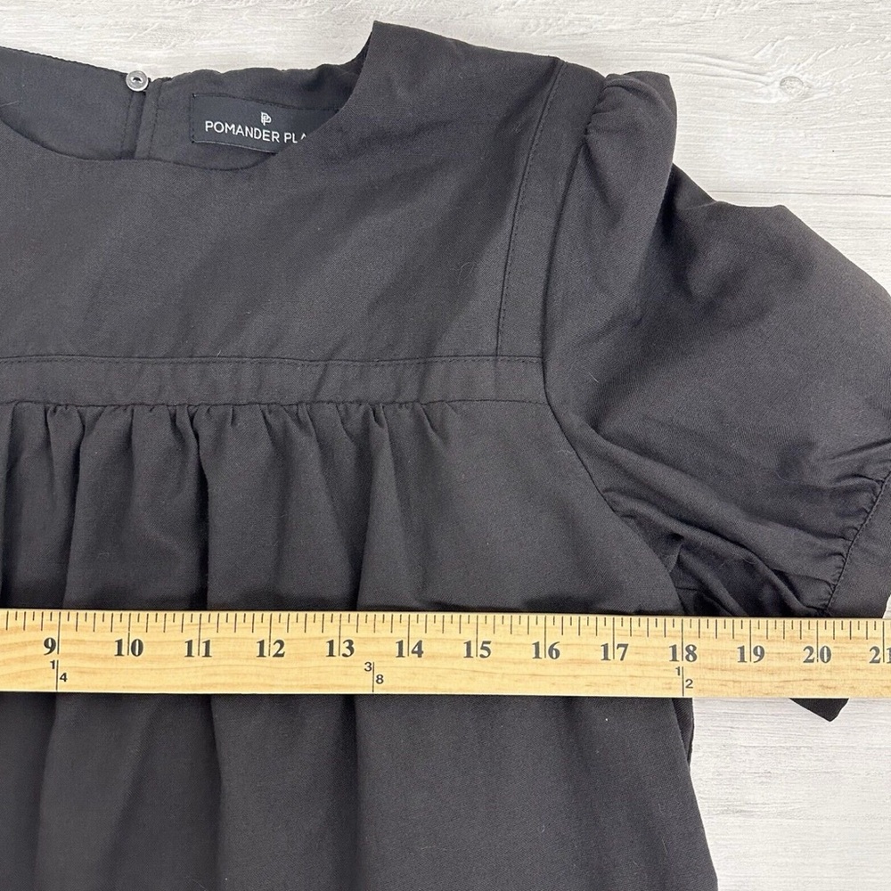 Tuckernuck Pomander Place Quinn Dress Size M Black Tiered Mini Swing Puff Sleeve - Picture 6 of 7